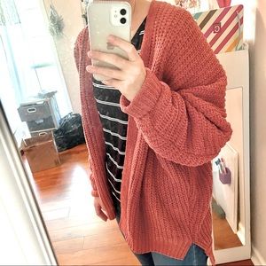 Chunky pink cardigan